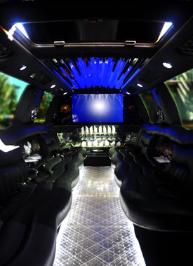 The inside of our Ford Excursion Limousine