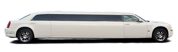 A white stretch Chrysler 300 Limousine
